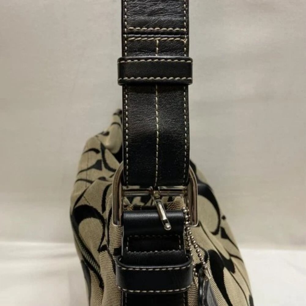 Coach Hobo Shoulderbag F15067 Signature Gray Canvas Black Leather Hand Bag READ - Picture 5 of 16